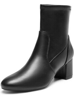 Stylish Women's Fitted Stretch Ankle Boots | Low Chunky Heel | Fall Booties